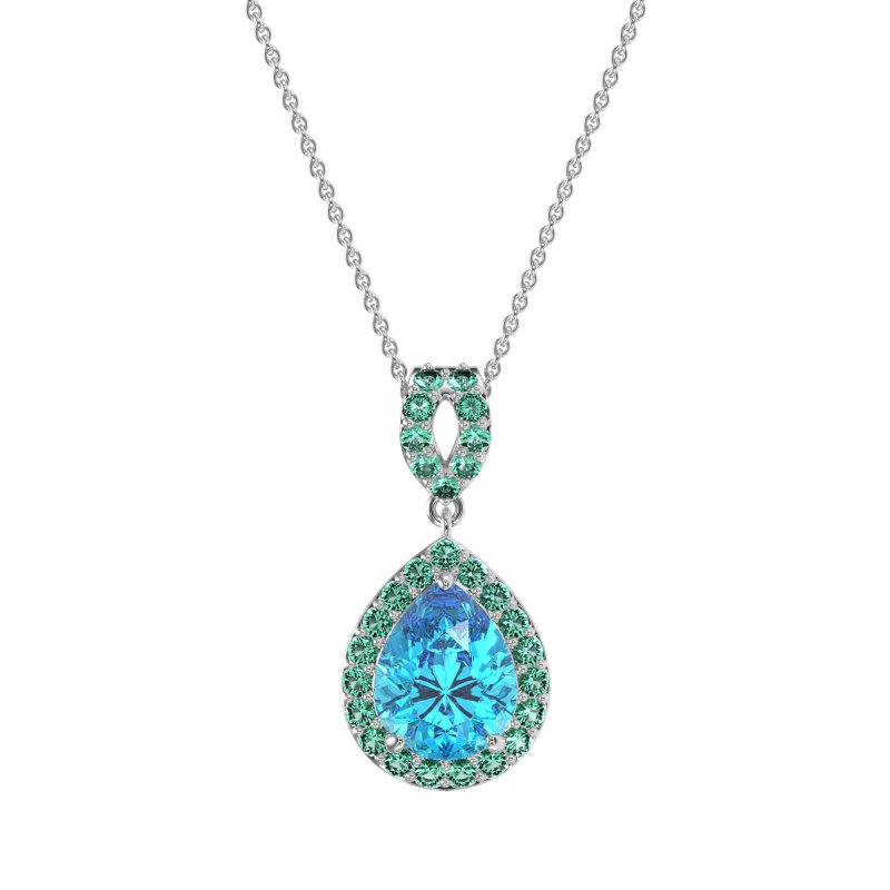 Tear Drop Halo Necklace