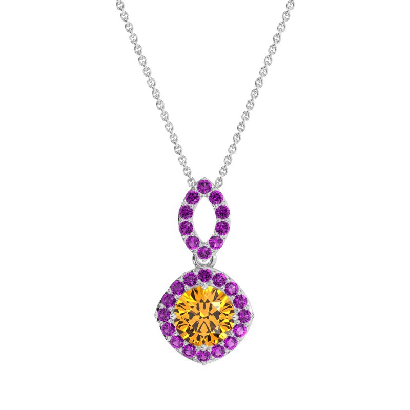 Modern Round Halo Necklace
