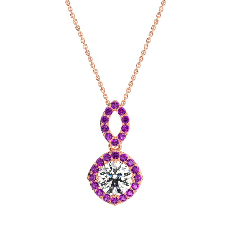 Modern Round Halo Necklace