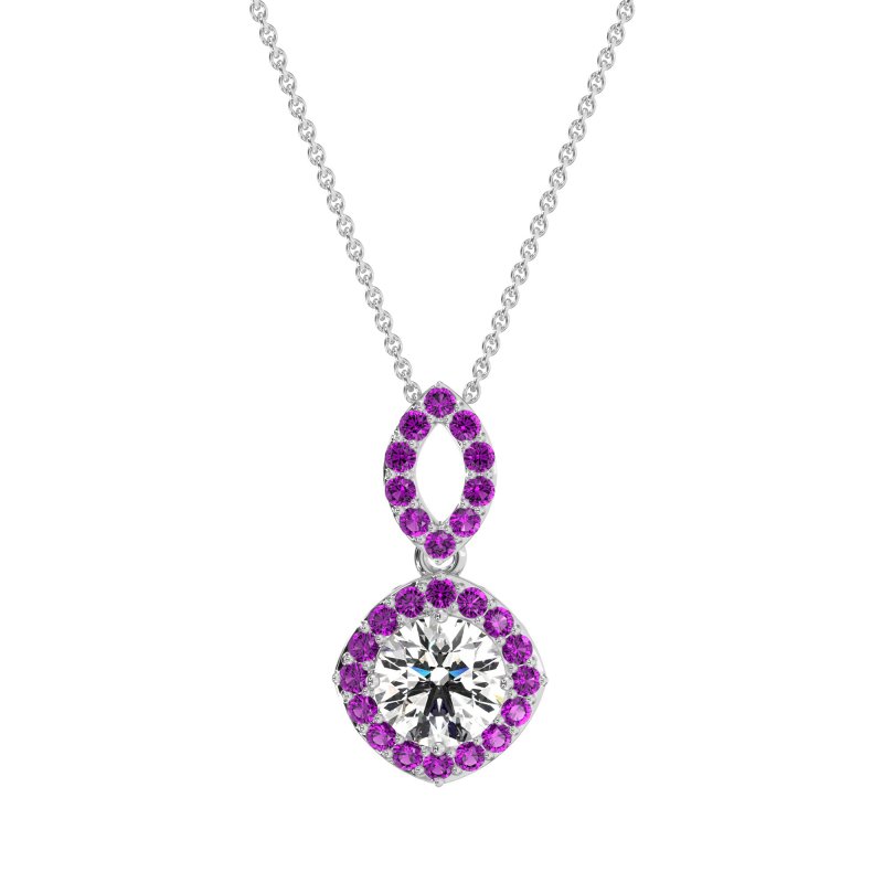 Modern Round Halo Necklace