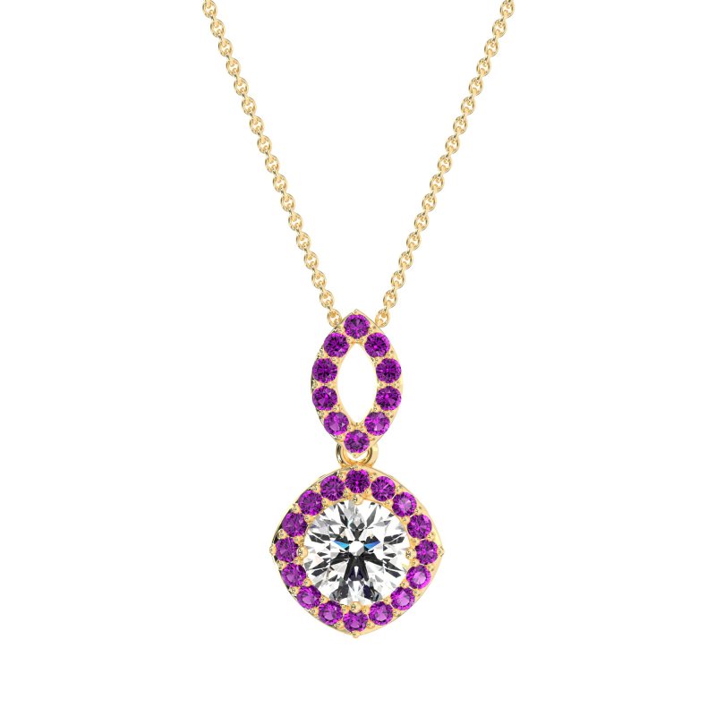 Modern Round Halo Necklace