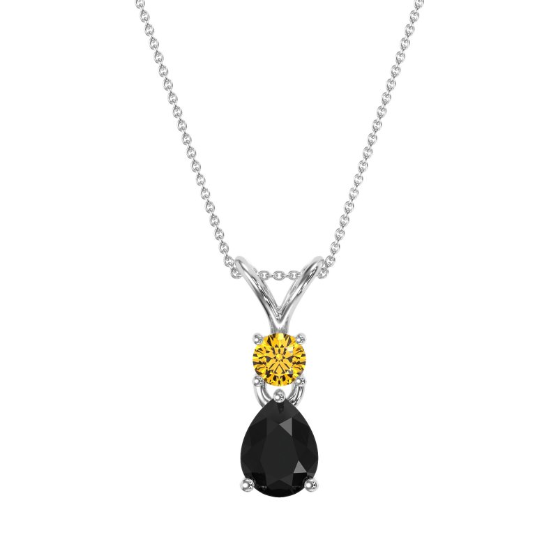 Round and Pear Dangling Necklace