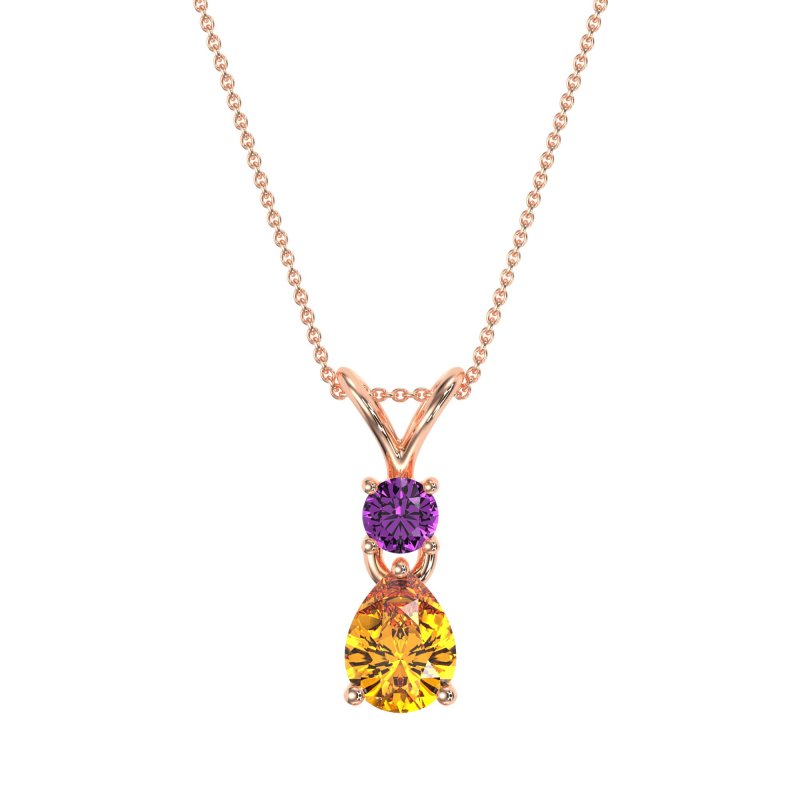Round and Pear Dangling Necklace