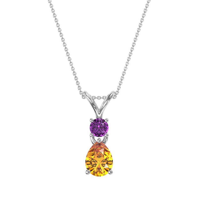 Round and Pear Dangling Necklace
