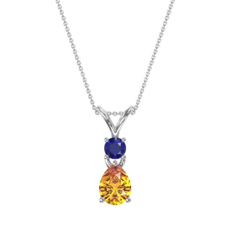 Round and Pear Dangling Necklace