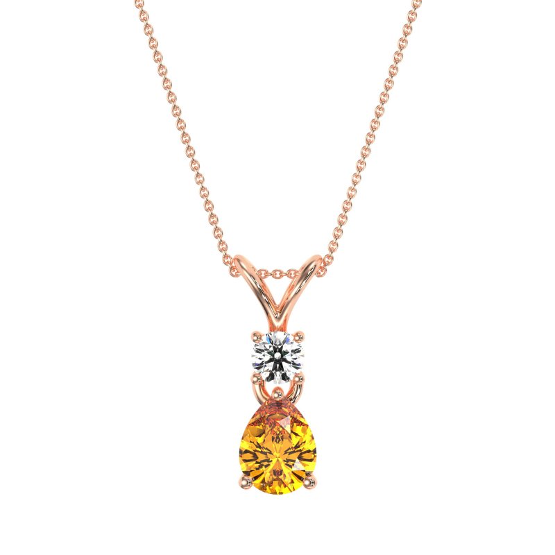 Round and Pear Dangling Necklace