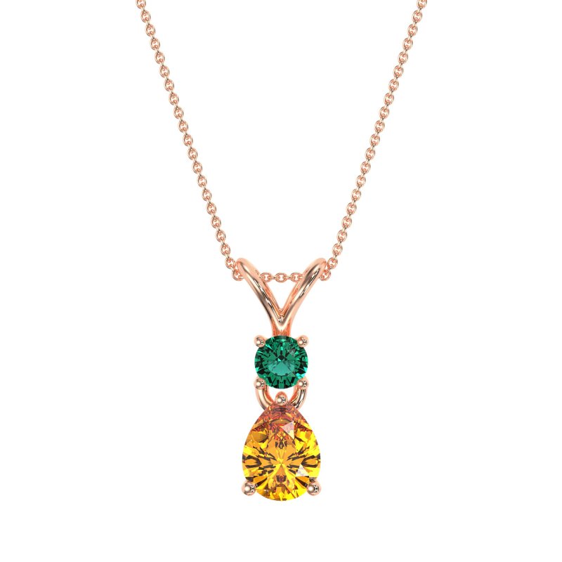 Round and Pear Dangling Necklace