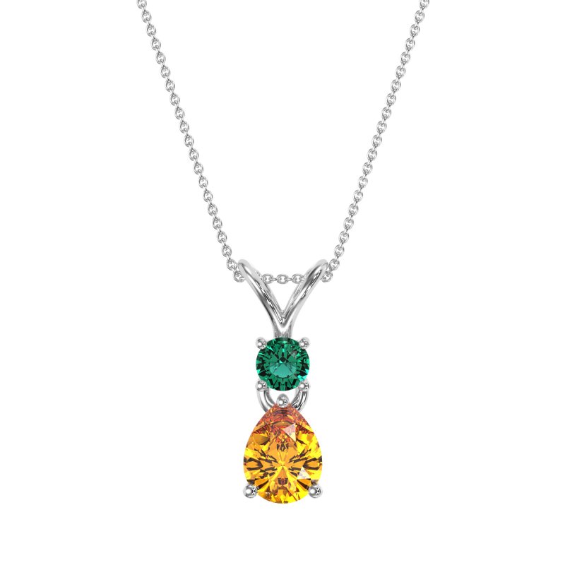 Round and Pear Dangling Necklace