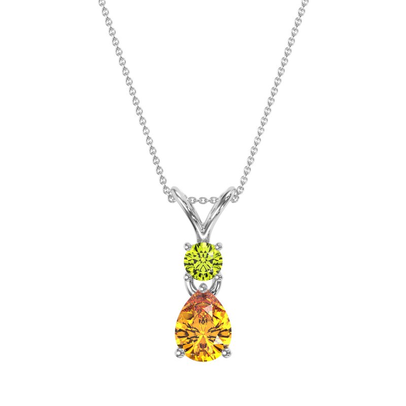 Round and Pear Dangling Necklace