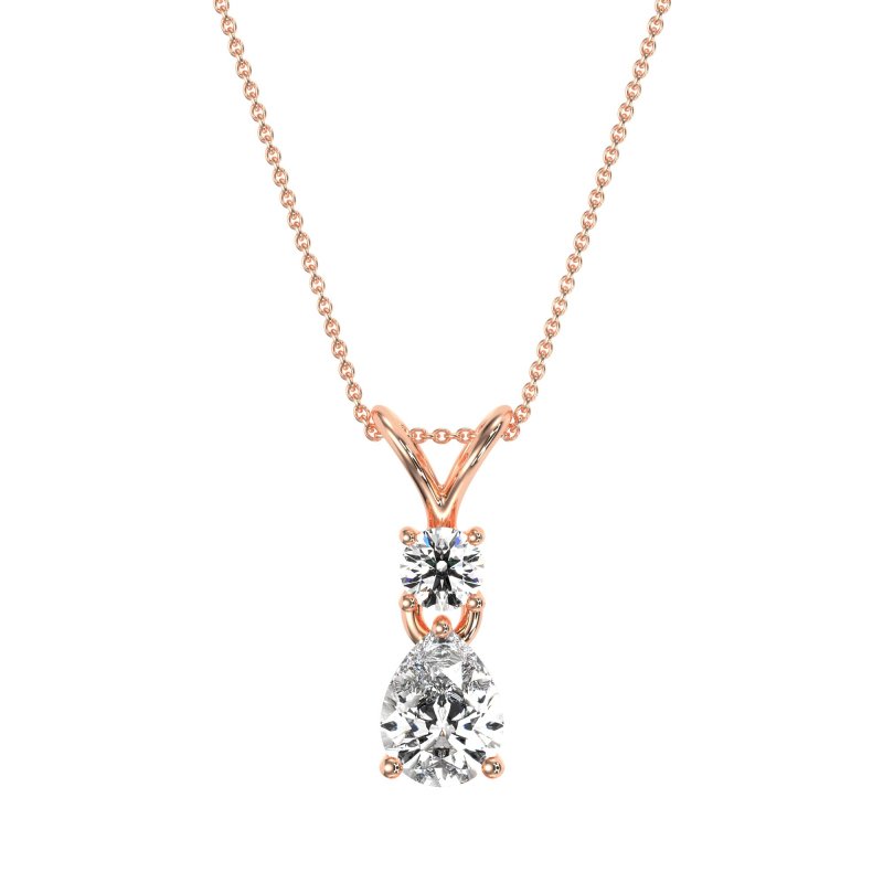 Round and Pear Dangling Necklace