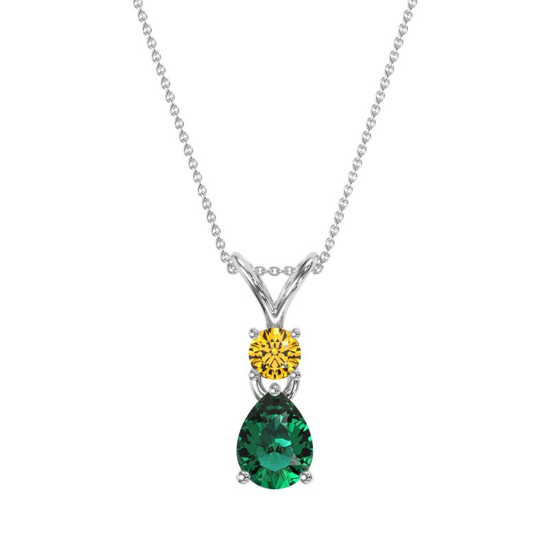 Round and Pear Dangling Necklace