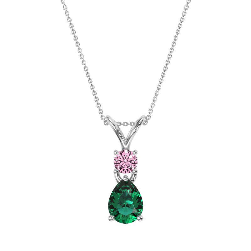 Round and Pear Dangling Necklace