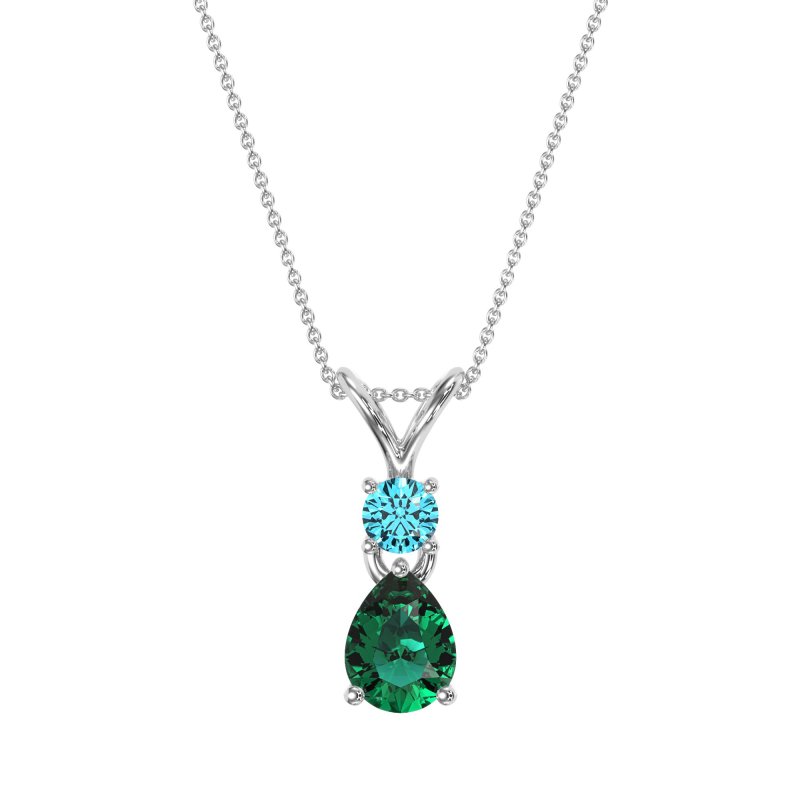 Round and Pear Dangling Necklace
