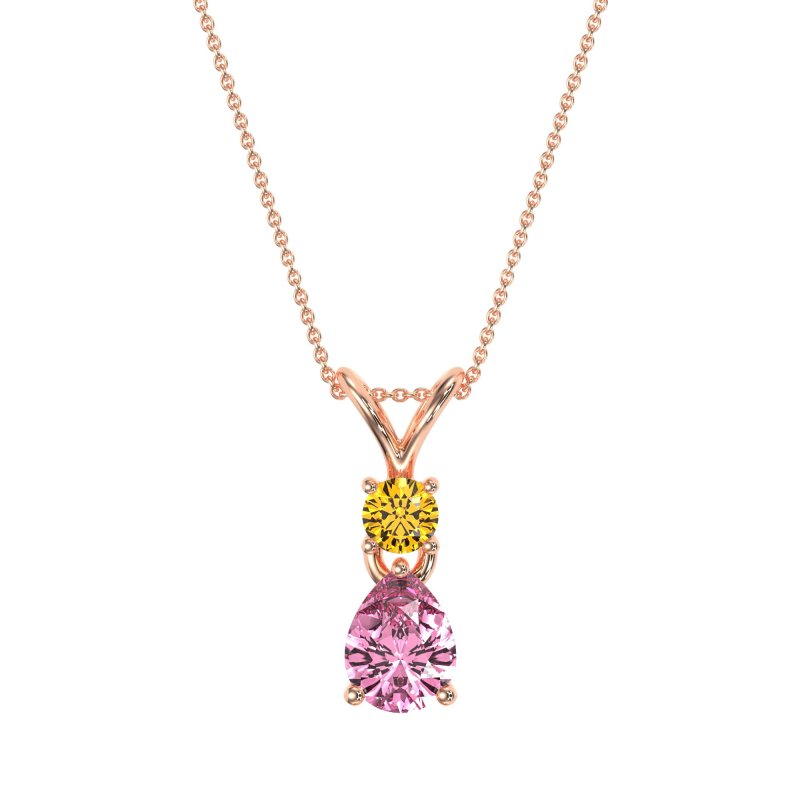 Round and Pear Dangling Necklace