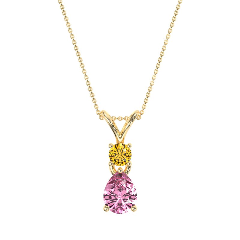 Round and Pear Dangling Necklace