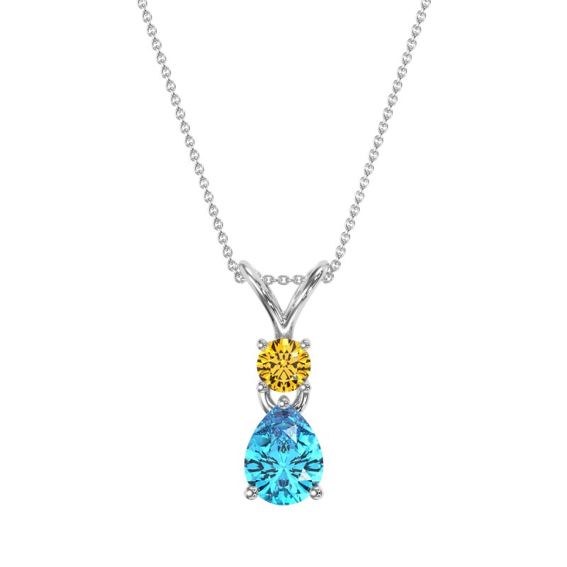 Round and Pear Dangling Necklace