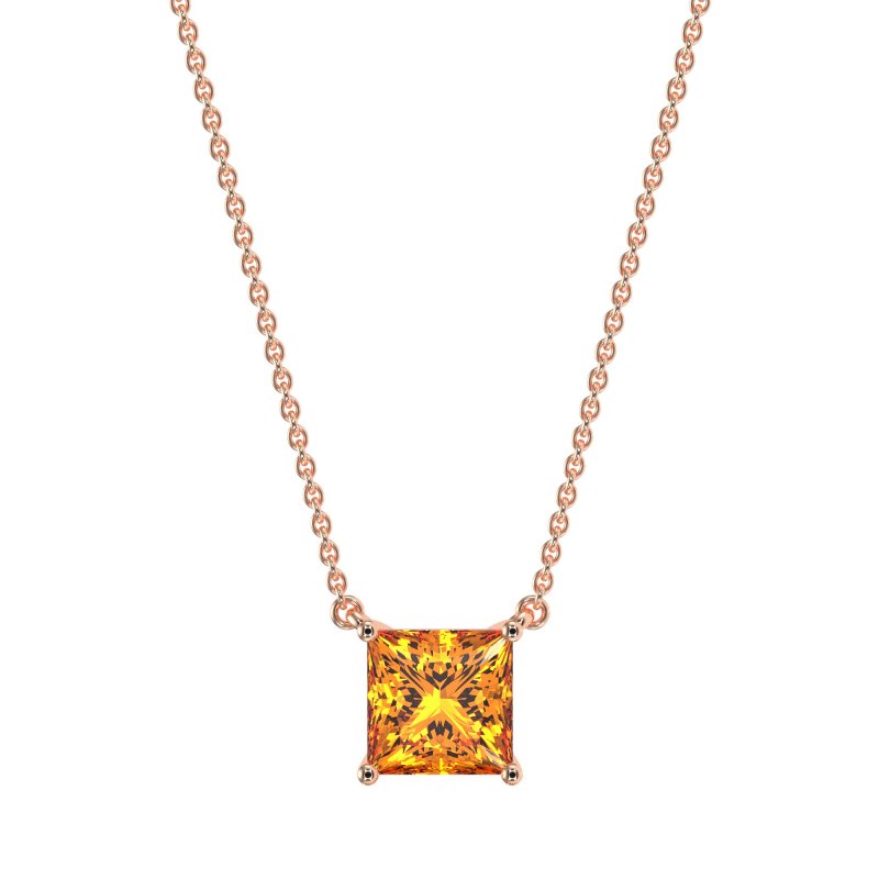 Simple Princess Cut Necklace