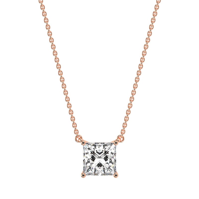 Simple Princess Cut Necklace