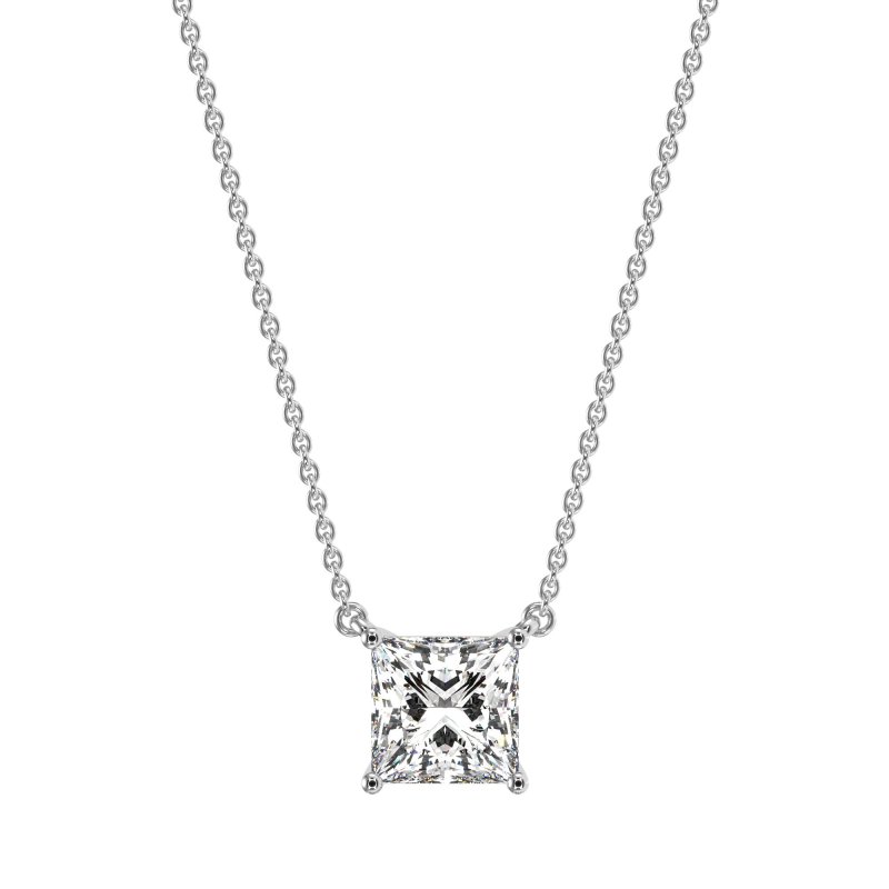 Simple Princess Cut Necklace