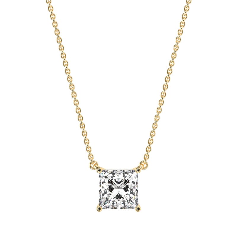 Simple Princess Cut Necklace