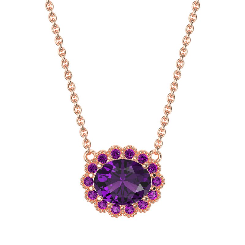 Antique Oval Halo Necklace