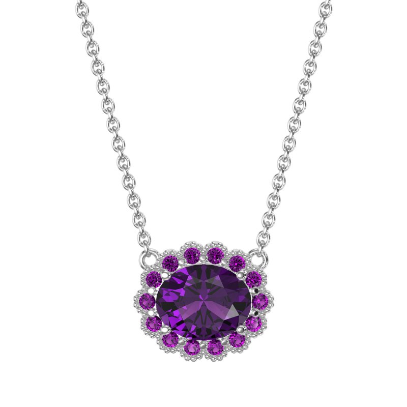 Antique Oval Halo Necklace
