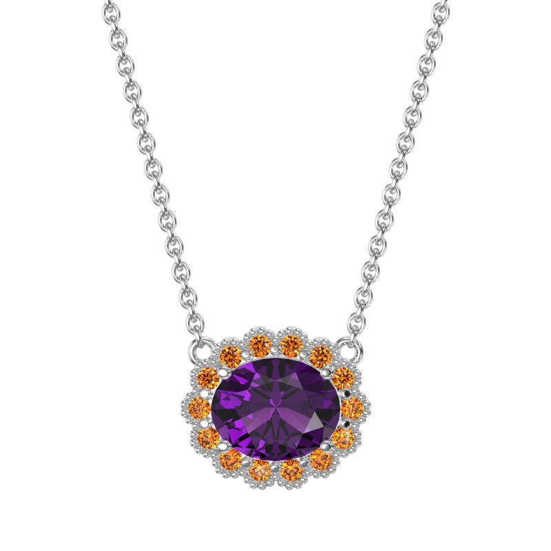 Antique Oval Halo Necklace