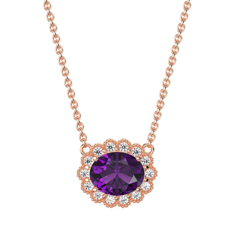 Antique Oval Halo Necklace