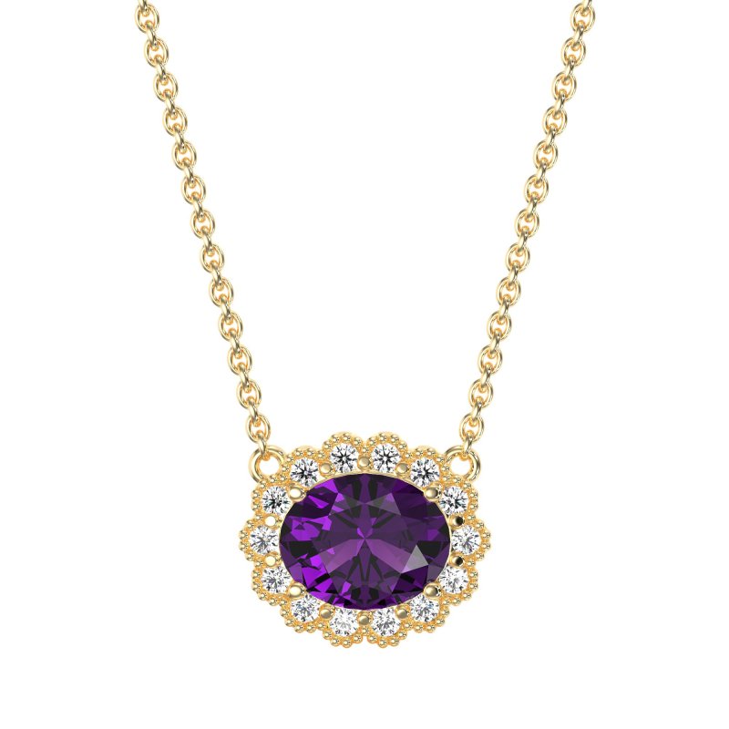 Antique Oval Halo Necklace
