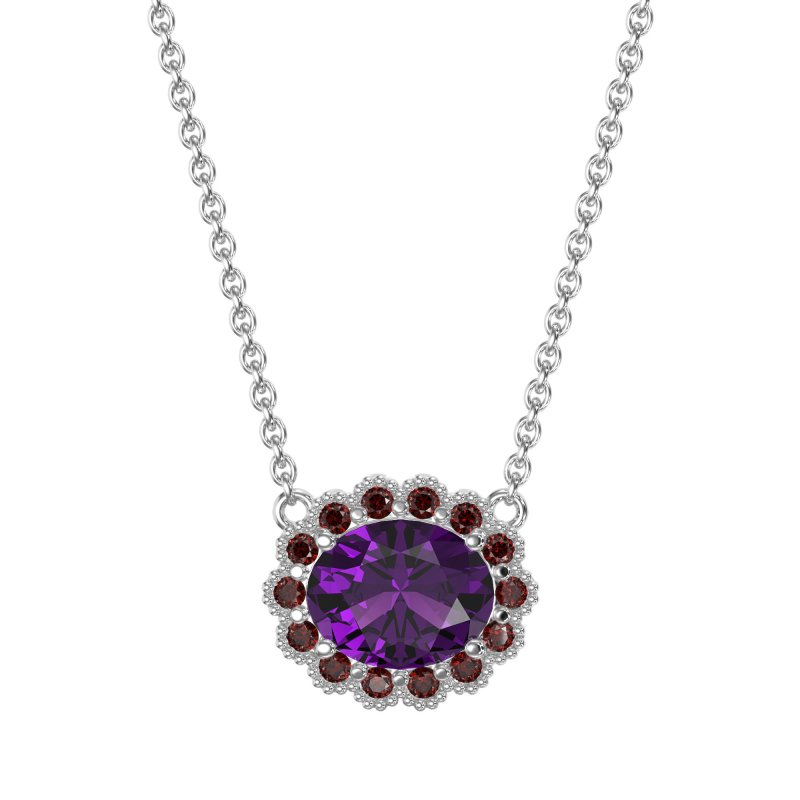 Antique Oval Halo Necklace