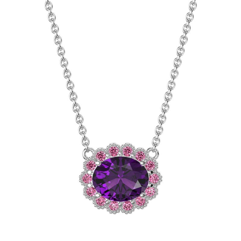 Antique Oval Halo Necklace