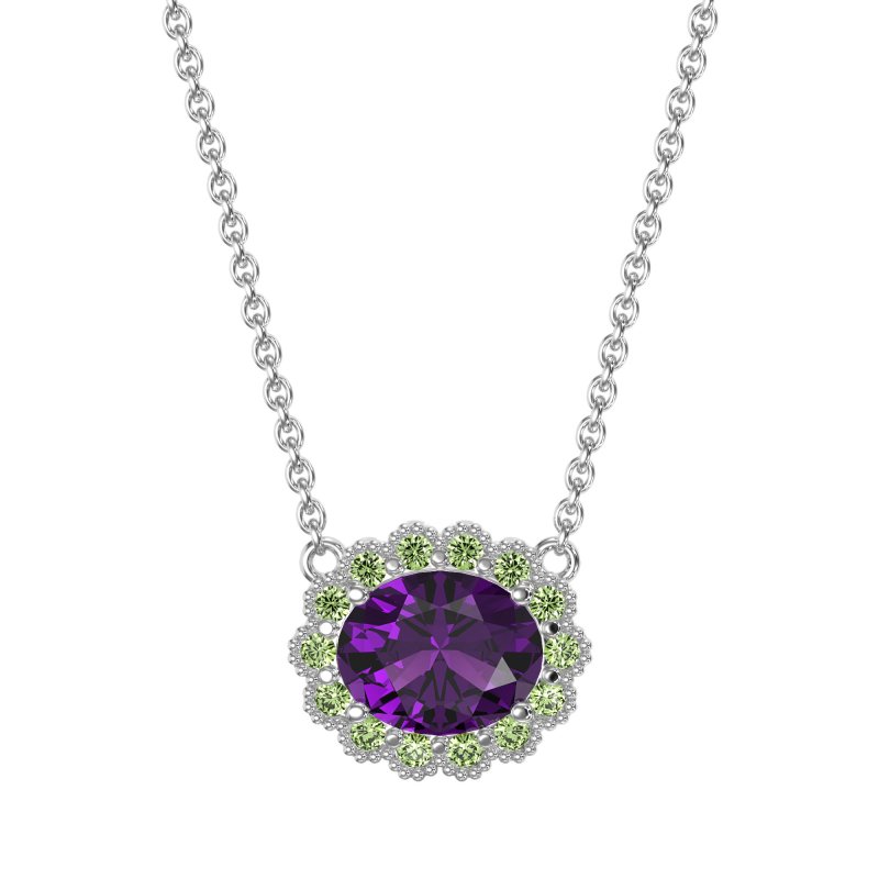 Antique Oval Halo Necklace