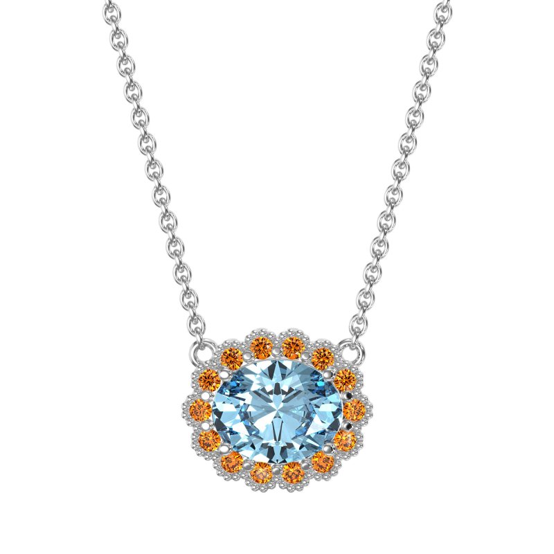Antique Oval Halo Necklace