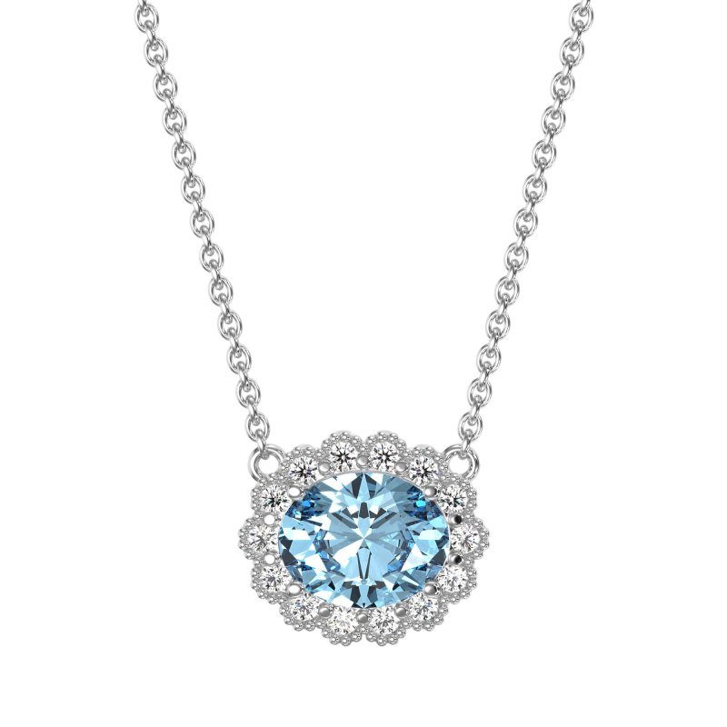 Antique Oval Halo Necklace