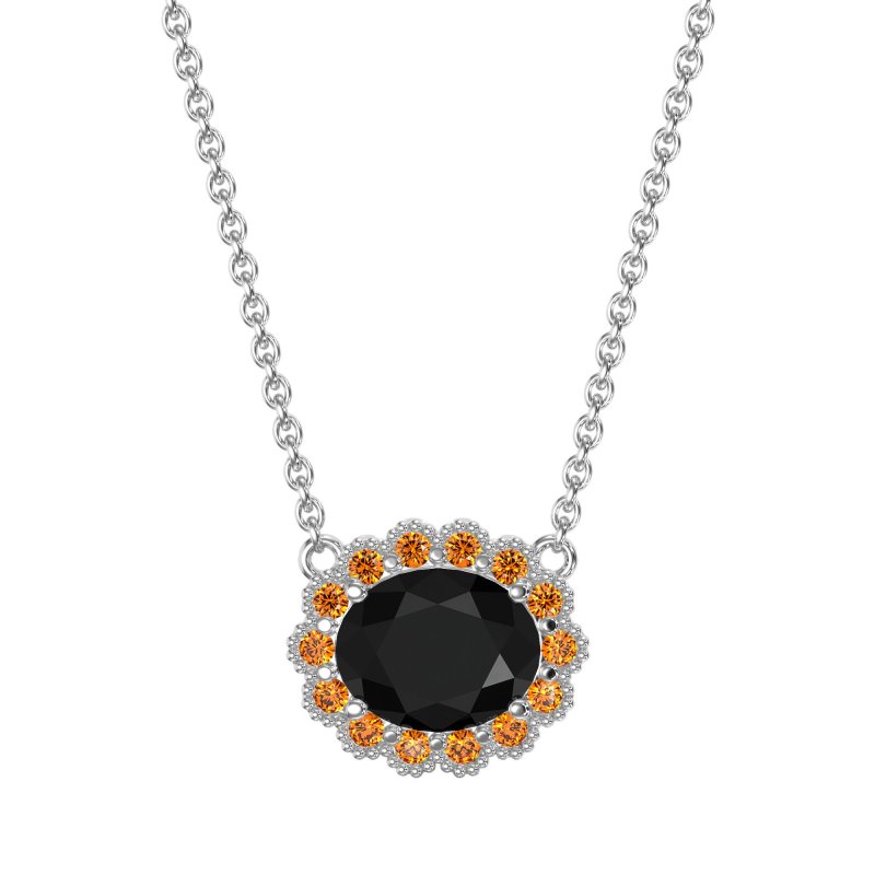 Antique Oval Halo Necklace