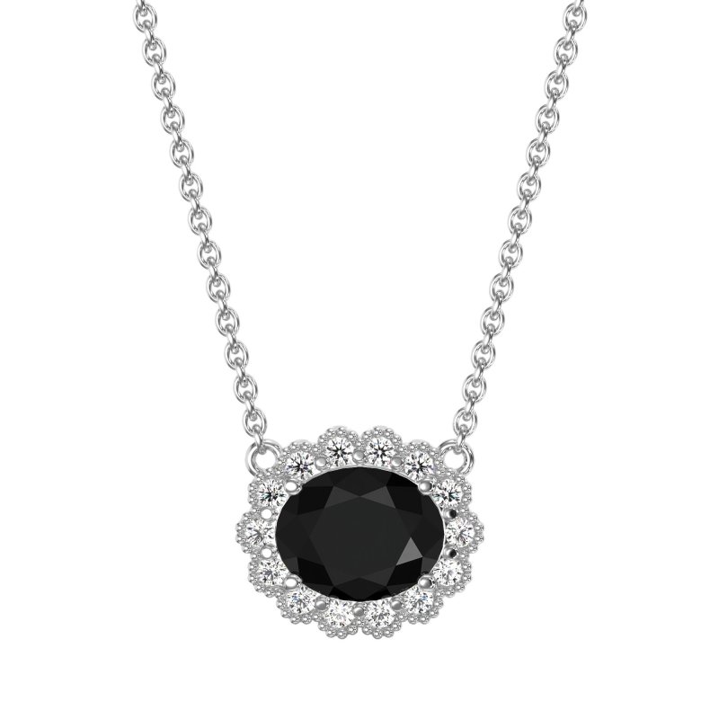 Antique Oval Halo Necklace