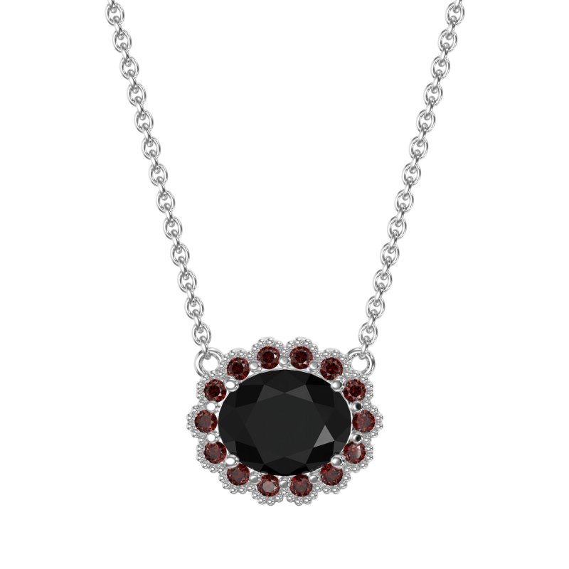 Antique Oval Halo Necklace