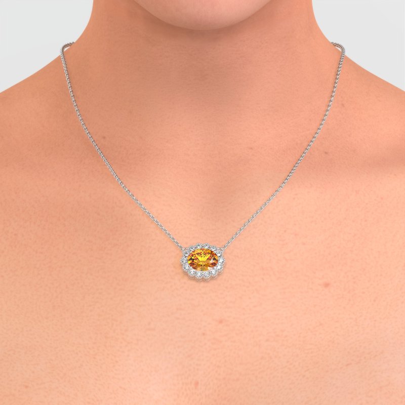 Antique Oval Halo Necklace