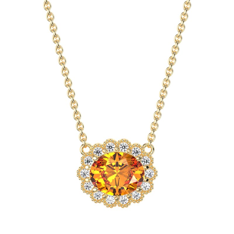 Antique Oval Halo Necklace