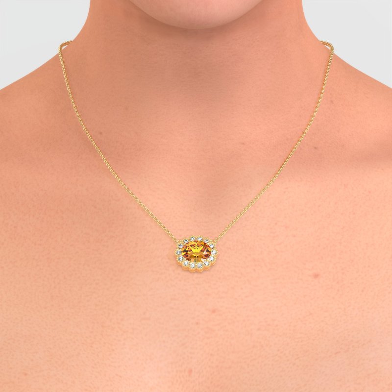 Antique Oval Halo Necklace