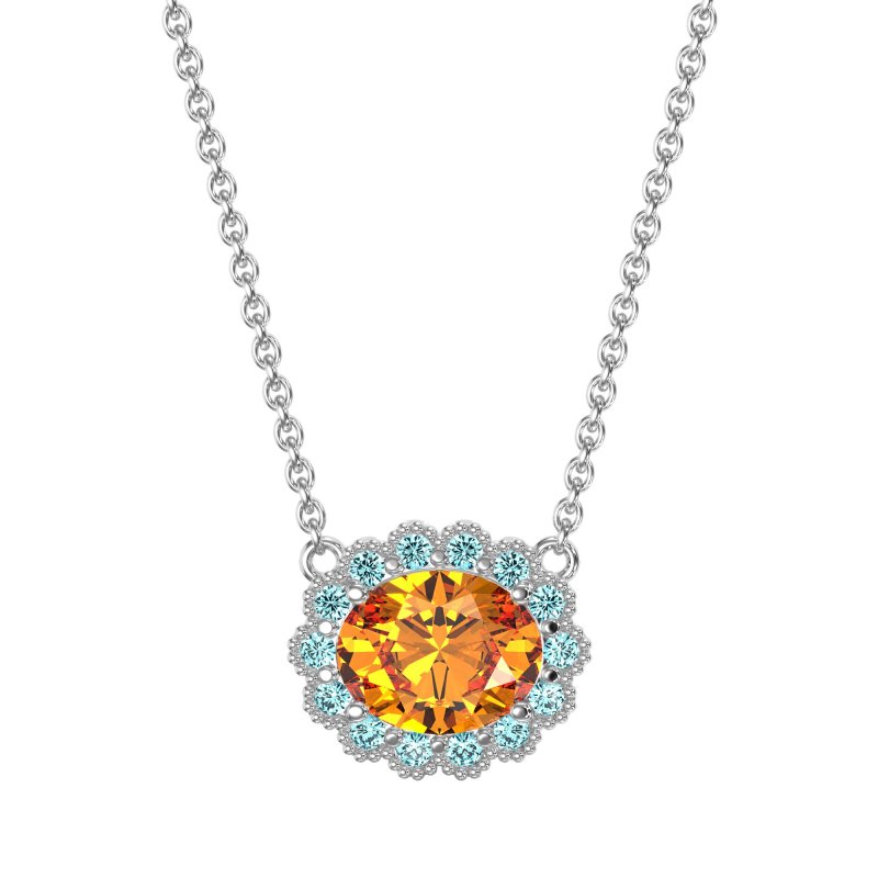 Antique Oval Halo Necklace