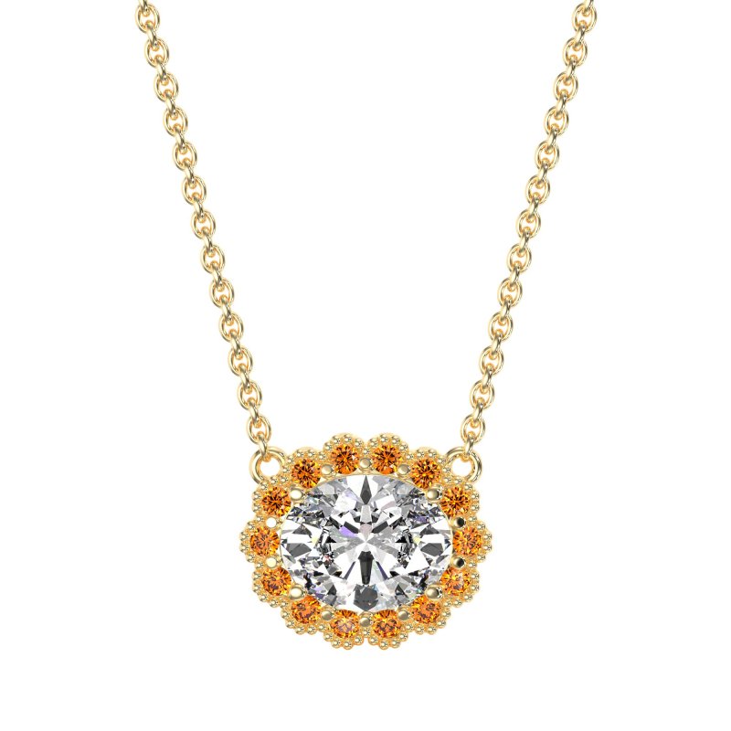 Antique Oval Halo Necklace