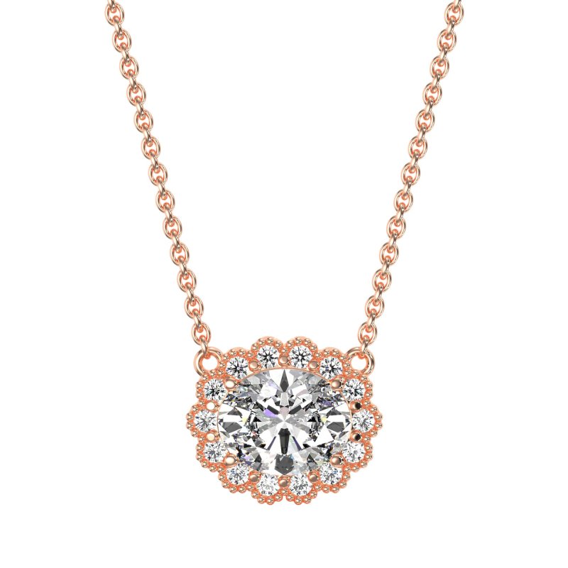 Antique Oval Halo Necklace