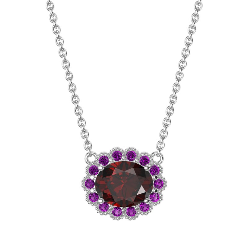 Antique Oval Halo Necklace