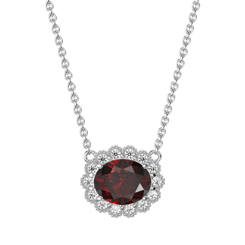 Antique Oval Halo Necklace