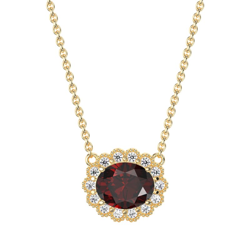 Antique Oval Halo Necklace