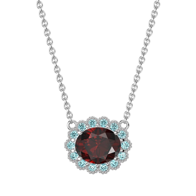 Antique Oval Halo Necklace