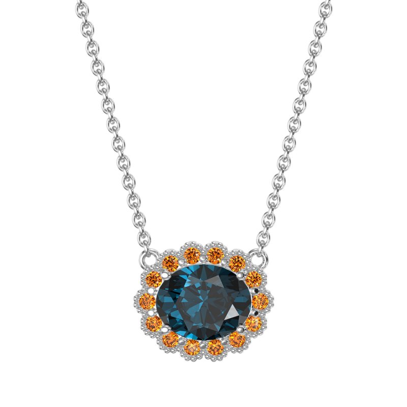 Antique Oval Halo Necklace