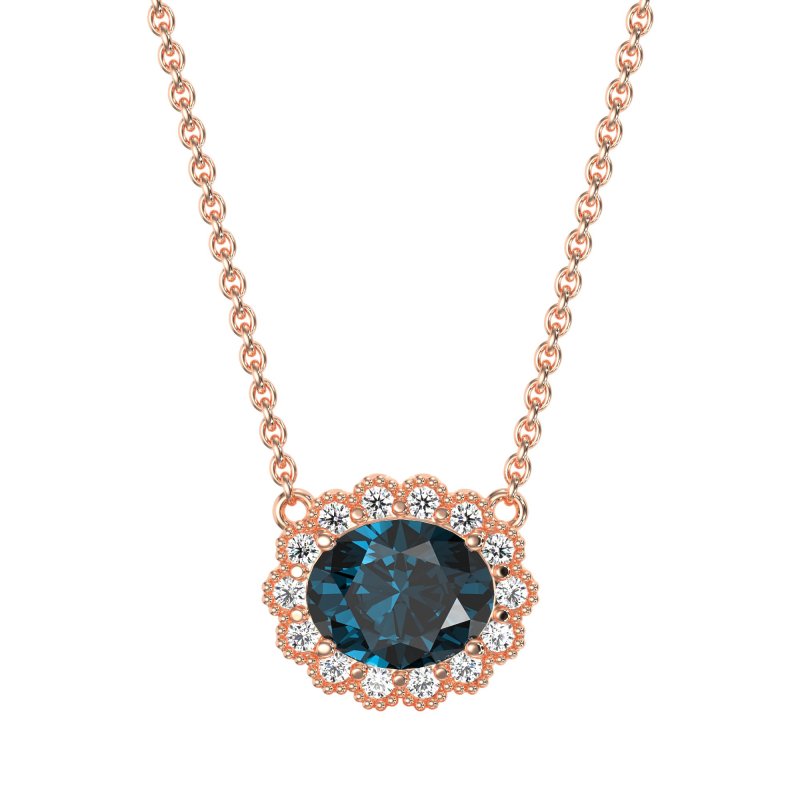 Antique Oval Halo Necklace