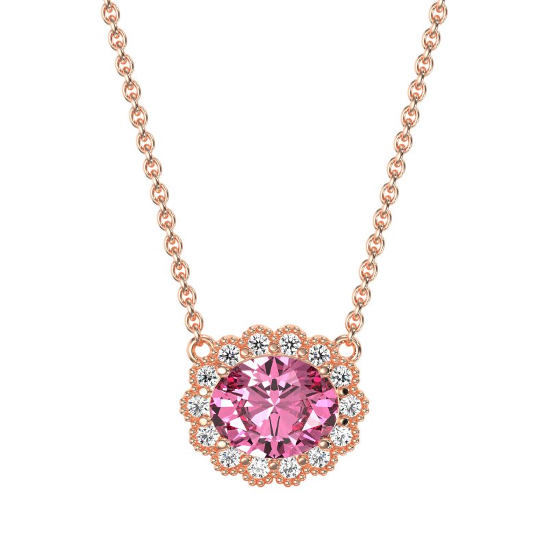 Antique Oval Halo Necklace